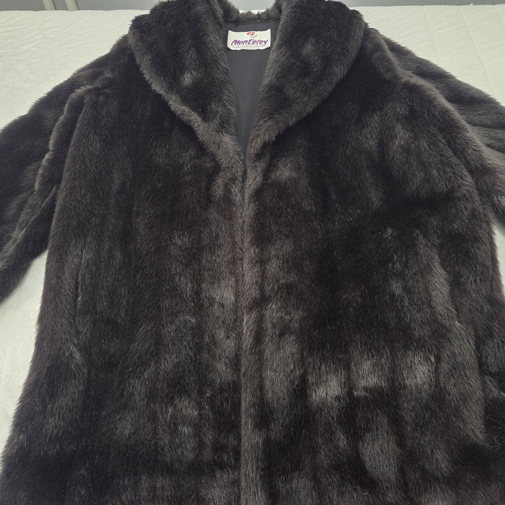 Luxurious Black Faux Fur Coat